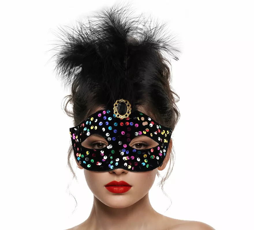 Translation missing: it.Antifaz Veneciano negro con Plumas