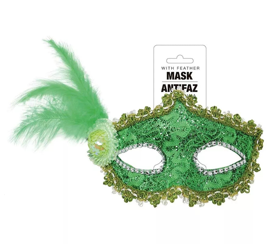 Translation missing: es.Antifaz Verde con Pluma