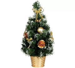 Árbol de Navidad Decorado Oro Nevado de 30 cm con Maceta