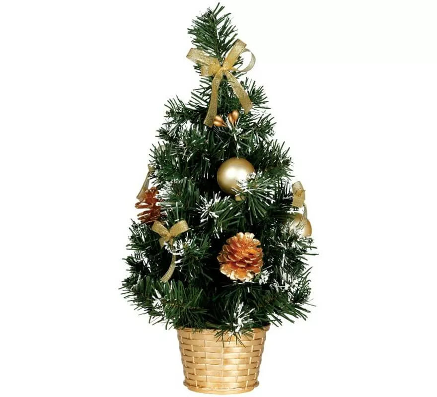 Translation missing: it.Árbol de Navidad Decorado Oro Nevado de 30 cm con Maceta