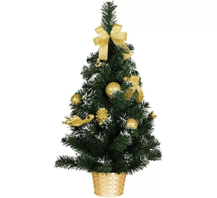 Translation missing: it.Árbol de Navidad Decorado Oro Nevado de 60 cm con Maceta