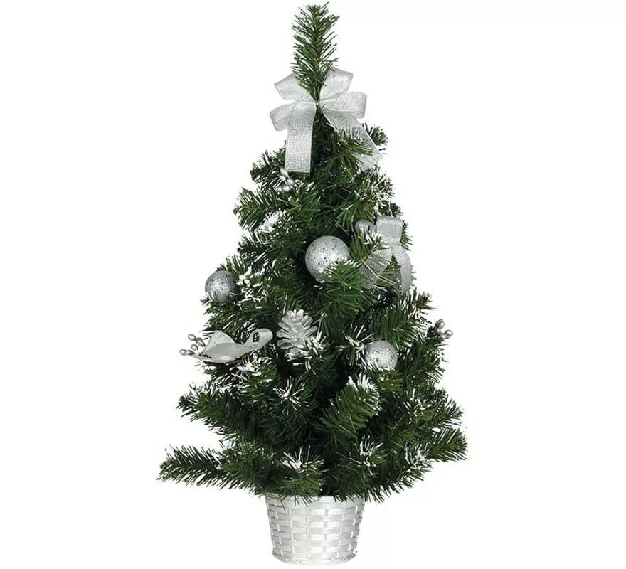 Translation missing: it.Árbol de Navidad Decorado Plata Nevado de 60 cm con Maceta