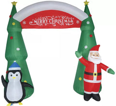 Arco natalizio gonfiabile con Babbo Natale e pinguino, 240 cm