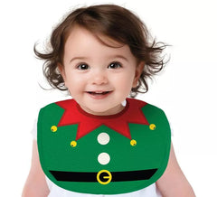 Bavaglino natalizio per bambini con elfo verde