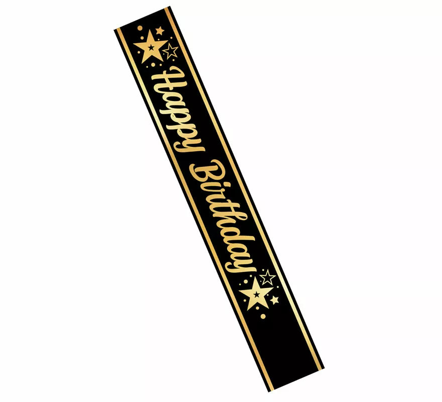 Banda 'Happy Birthday' negro y dorado