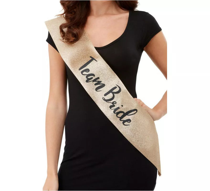 Translation missing: it.Banda Team Bride Dorado y Negro Deluxe con purpurina
