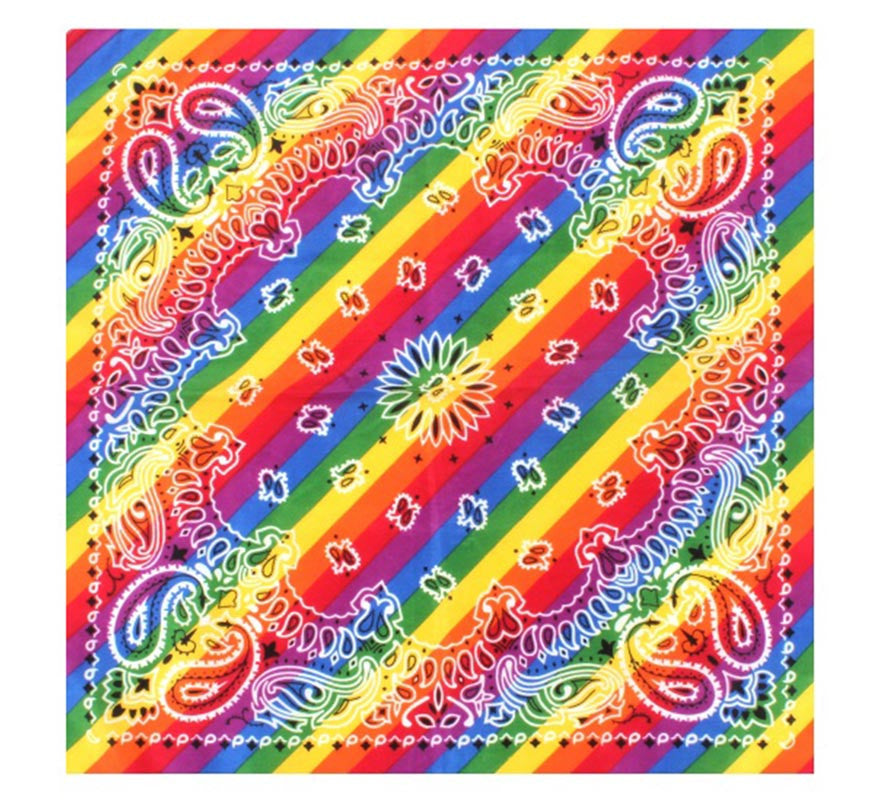 Translation missing: es.Bandana o Pañuelo Paisley Arcoíris de 54x54 cm