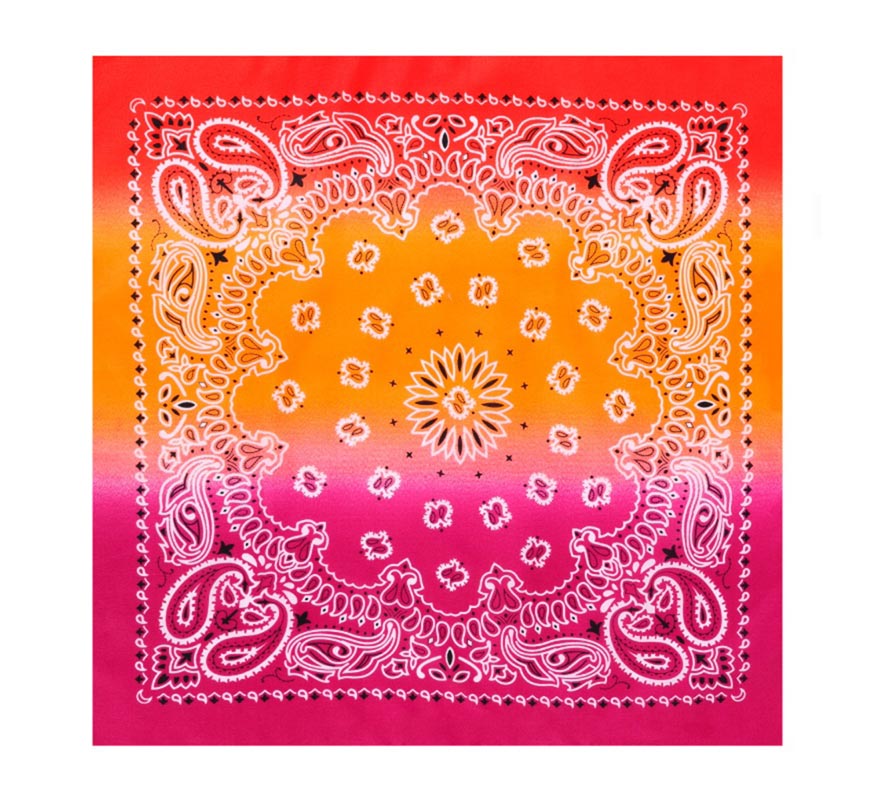 Translation missing: es.Bandana o Pañuelo Paisley Degradado fucsia de 54x54 cm