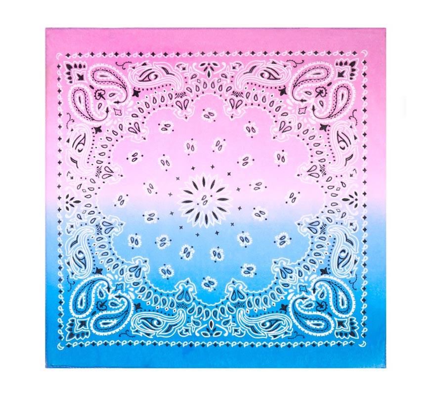 Bandana o Pañuelo Paisley Degradado púrpura de 54x54 cm