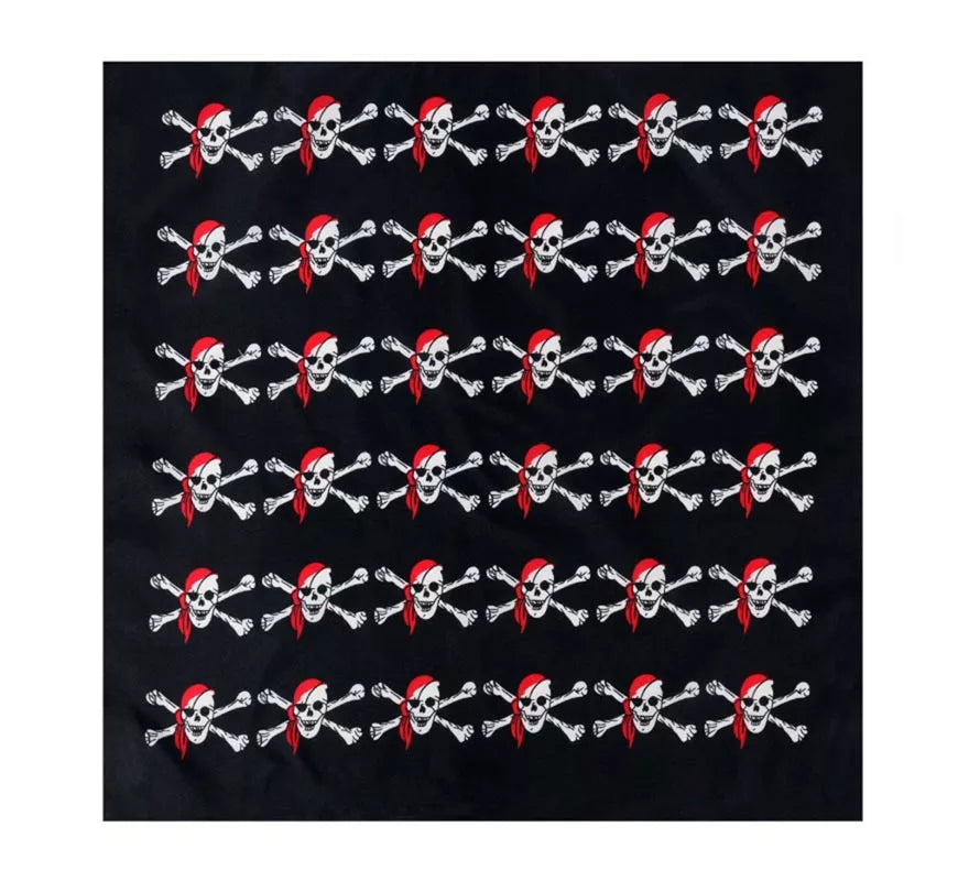 Translation missing: es.Bandana Pirata negro con calaveras de 54x54 cm