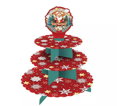 Vassoio rosso di Babbo Natale a 3 livelli da 40x30 cm