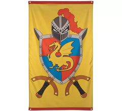 Bandera Medieval Amarilla con Escudo de 150 x 90 cm