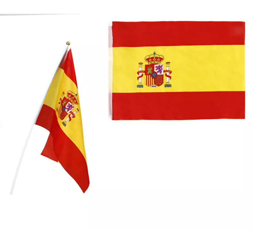 Translation missing: es.Banderín de España de 45x30 cm. con palo de plástico