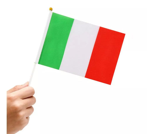Banderín de Italia con Mango de 14x21 cm