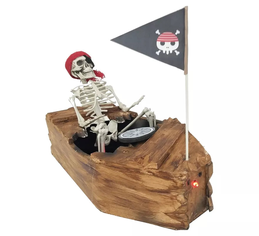 Translation missing: it.Barco Pirata con Esqueleto marrón de 31x39,5x18 cm