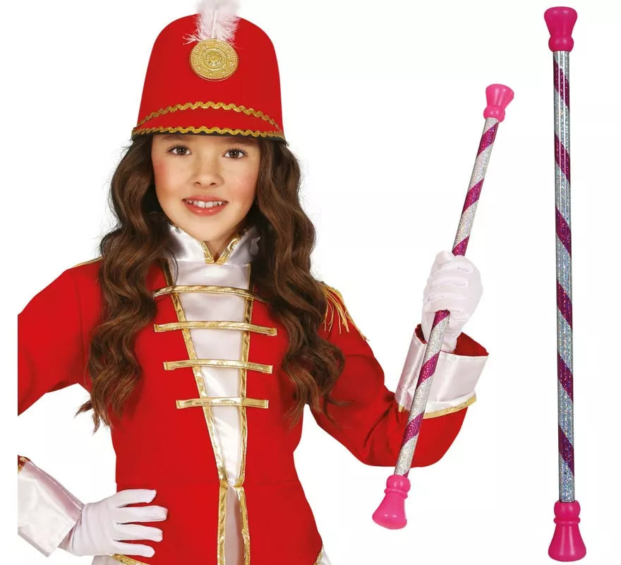 Translation missing: it.Bastón Majorette rosa y blanco de 54 cm