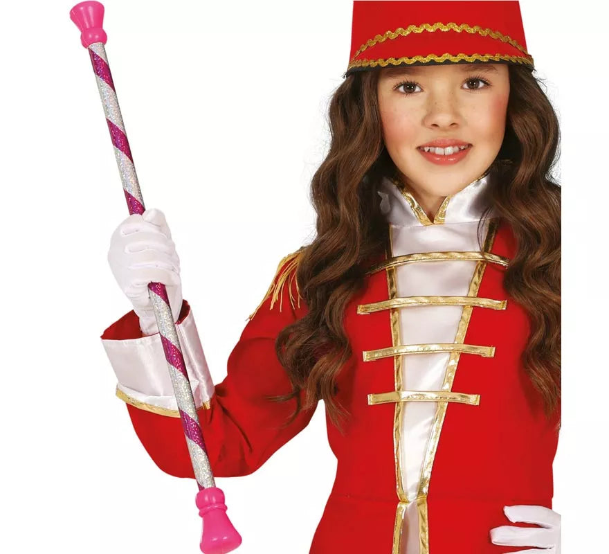 Bastón Majorette rosa y blanco de 54 cm