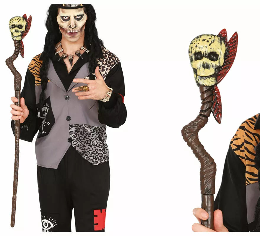 Translation missing: it.Bastón Vudú con Calavera y Plumas de 100 cm
