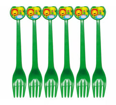 Blister di 6 forchette della giungla di plastica di 17 cm