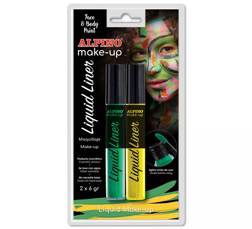 Translation missing: it.Blíster de Maquillaje Líquido Liner Amarillo y Verde (2 unidades de 6 grs)