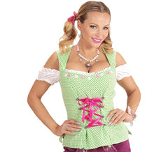 Blusa bavarese verde e rosa da donna