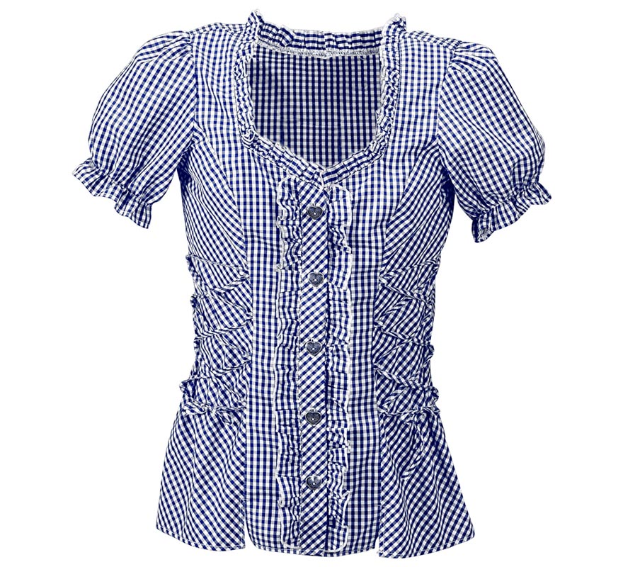 Translation missing: es.Blusa Vaquera o Bávara a cuadros azul para mujer