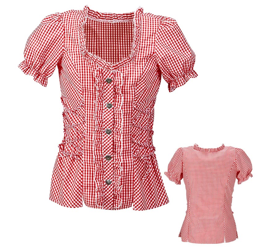 Translation missing: it.Blusa Vaquera o Bávara a cuadros roja para mujer