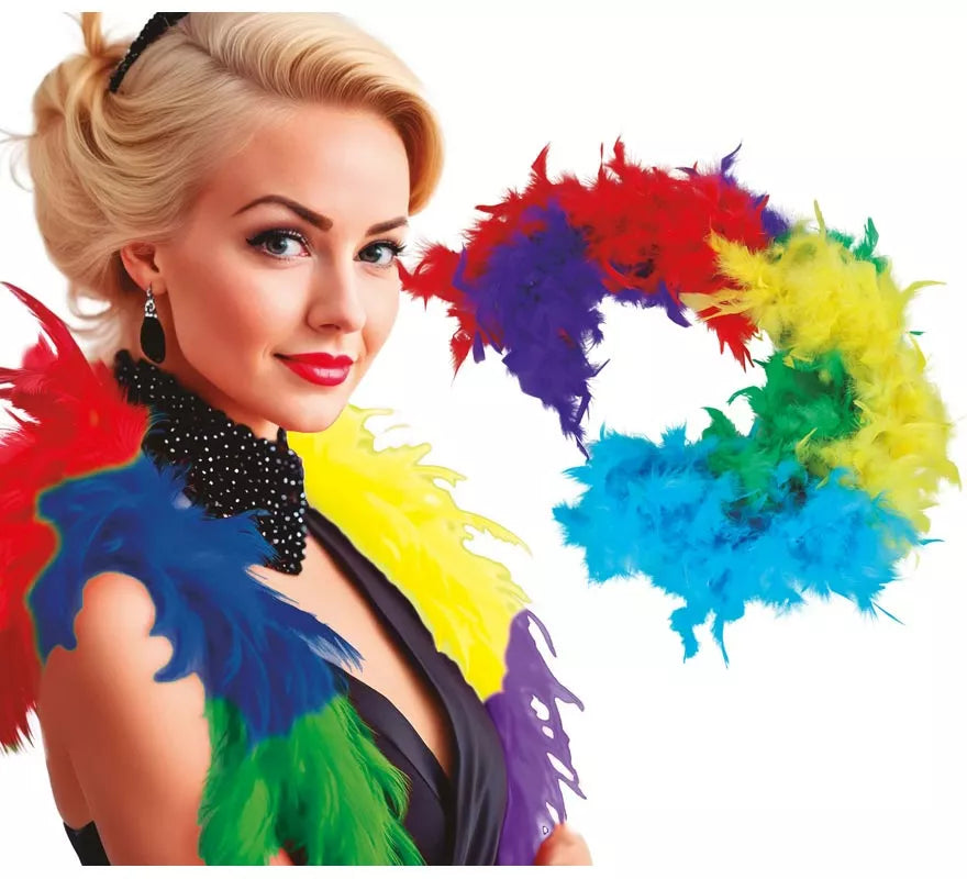 Translation missing: it.Boa de 40 gr de plumas Multicolor de 180 cm
