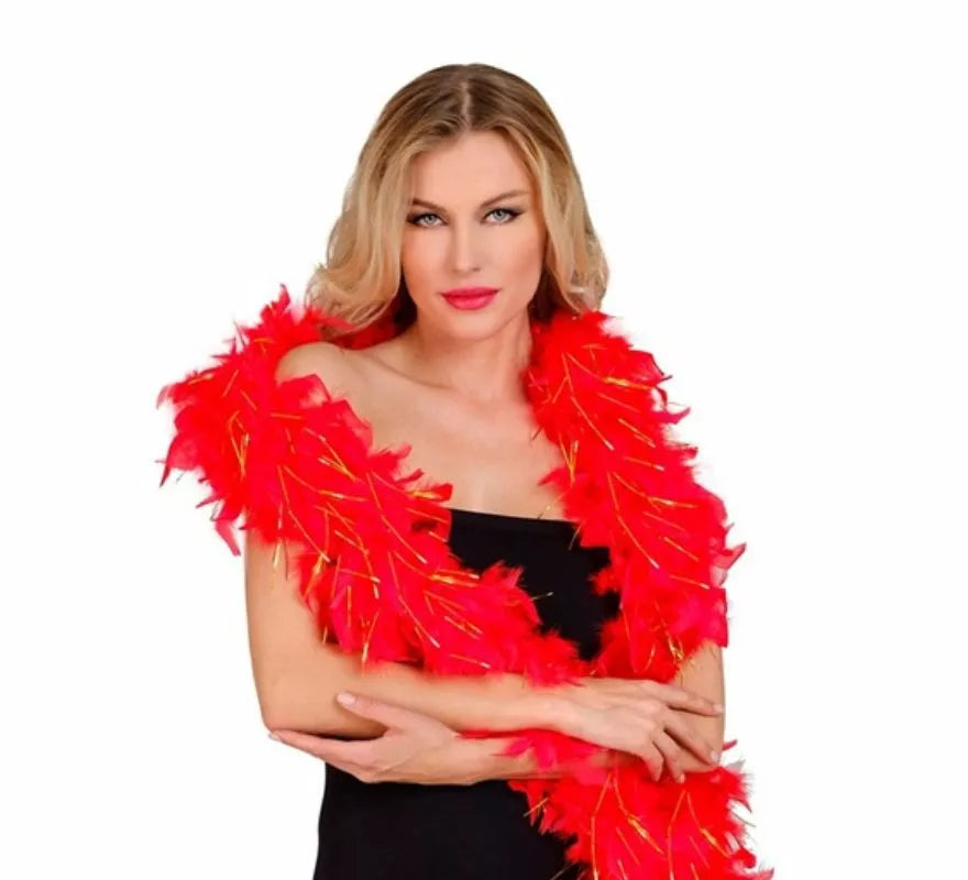 Boa de Plumas con espuma dorada de 1,80 m y 50 g en varios colores