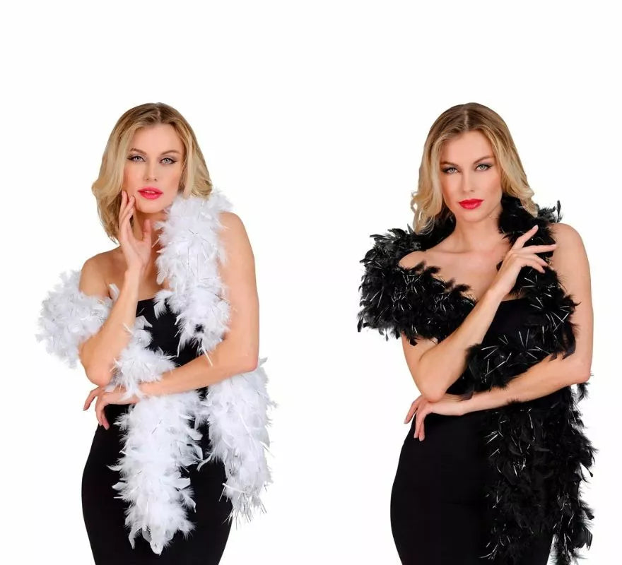 Translation missing: it.Boa de Plumas con espuma plateada de 1,80 m y 50 g en varios colores