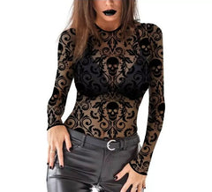 Maglia da donna con teschio traforato