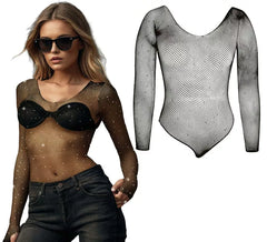 Body negro con Pedrería para mujer