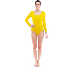 Body o maglia gialla a maniche lunghe da donna
