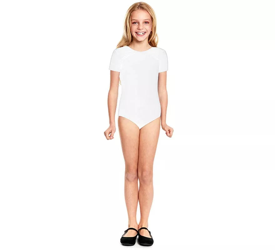 Translation missing: it.Body o Maillot Ballet blanco manga corta para niña