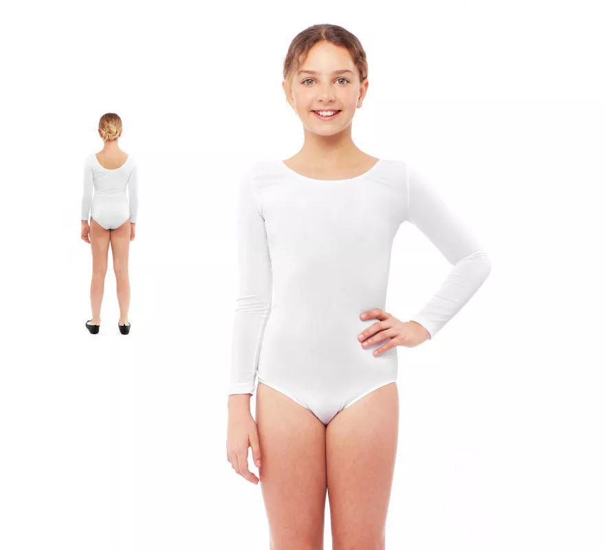 Translation missing: es.Body o Maillot blanco manga larga para niña