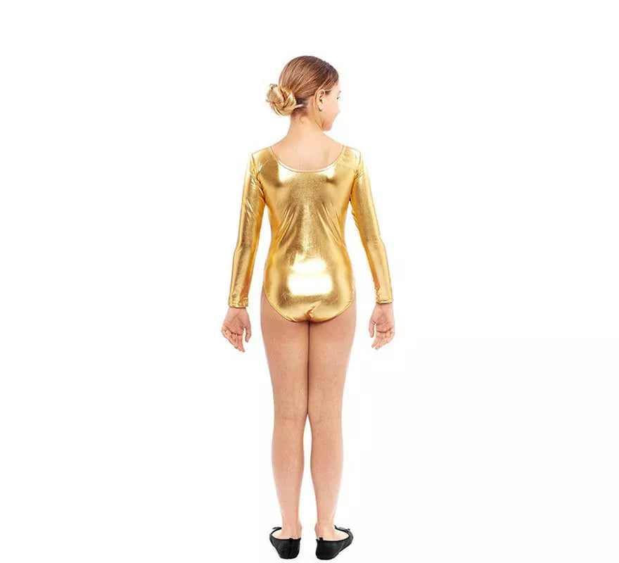 Translation missing: es.Body o Maillot dorado manga larga para niña