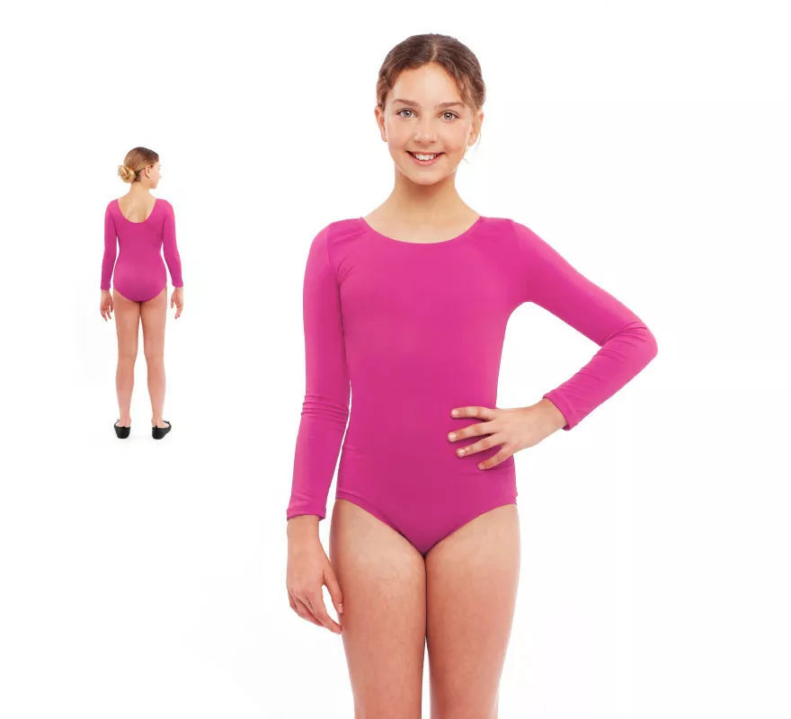 Translation missing: it.Body o Maillot fucsia manga larga para niña