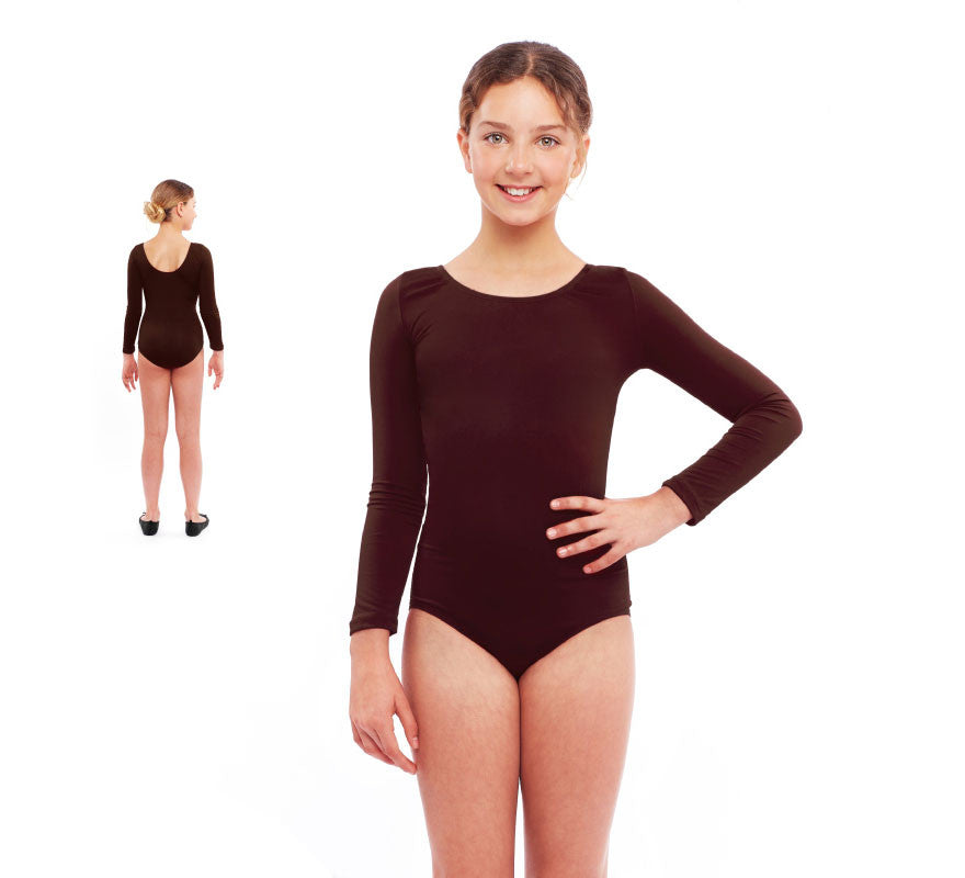 Body o Maillot marrón manga larga para niña