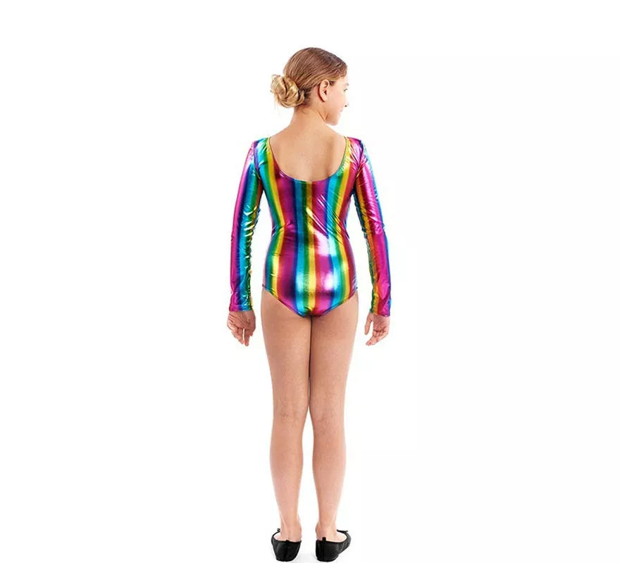 Body o Maillot multicolor metal manga larga para niña
