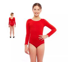 Body rosso a maniche lunghe o maglia per ragazza