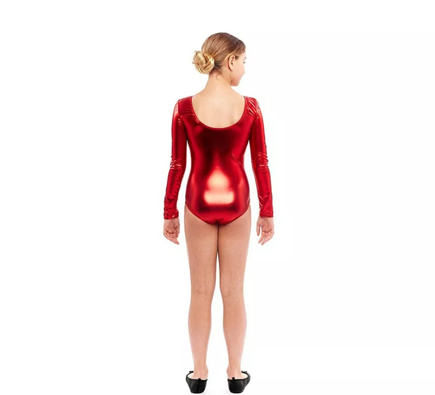 Translation missing: it.Body o Maillot rojo metal manga larga para niña