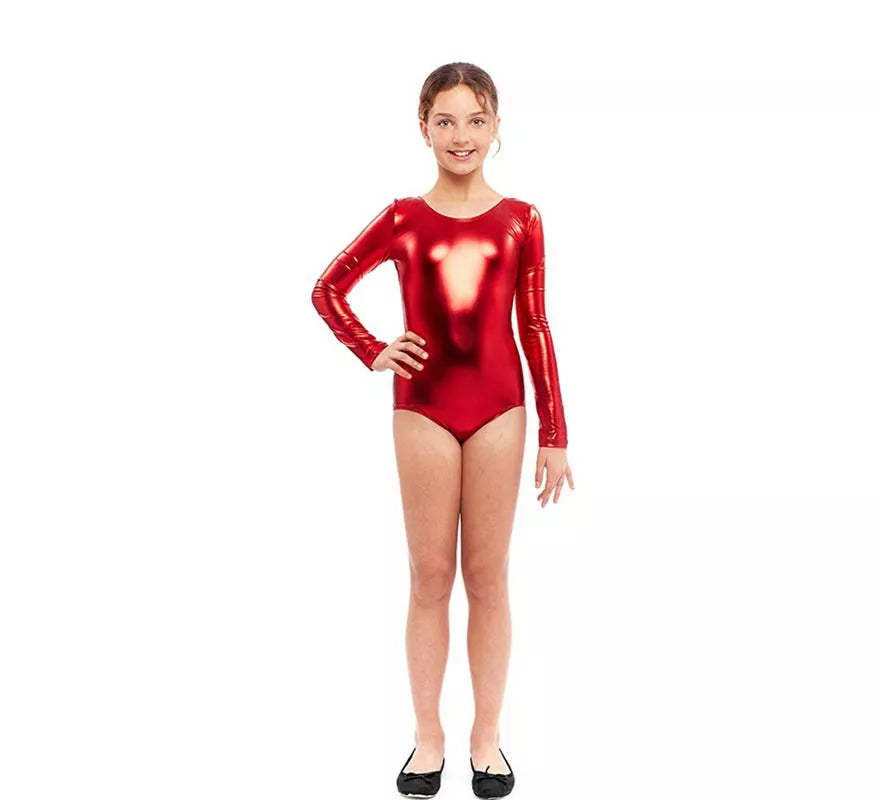 Translation missing: it.Body o Maillot rojo metal manga larga para niña