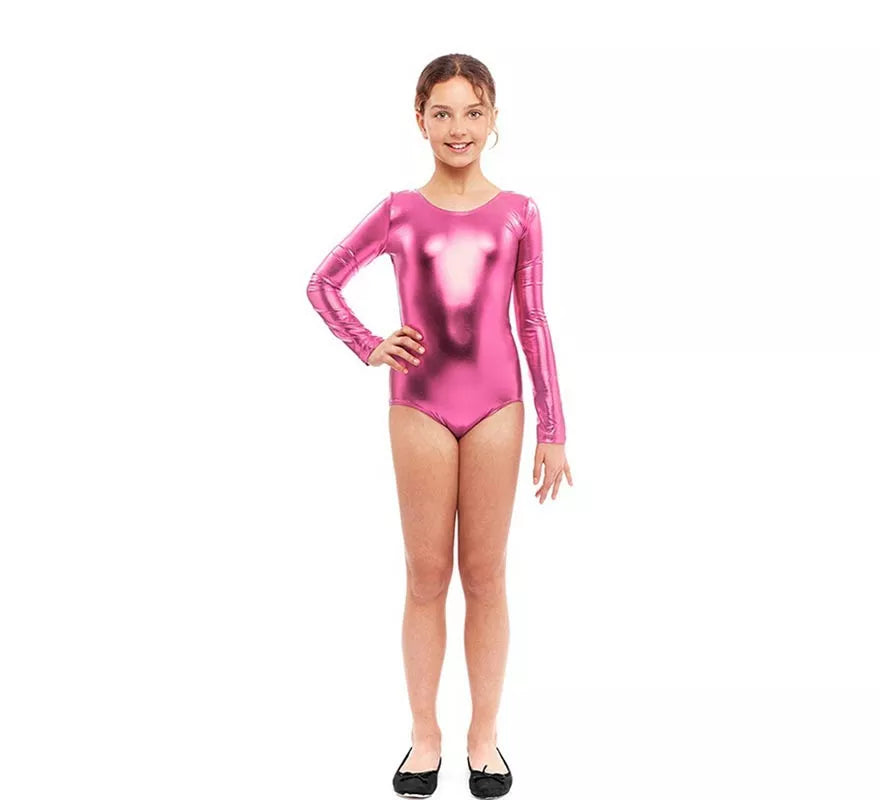 Translation missing: es.Body o Maillot rosa metal manga larga para niña