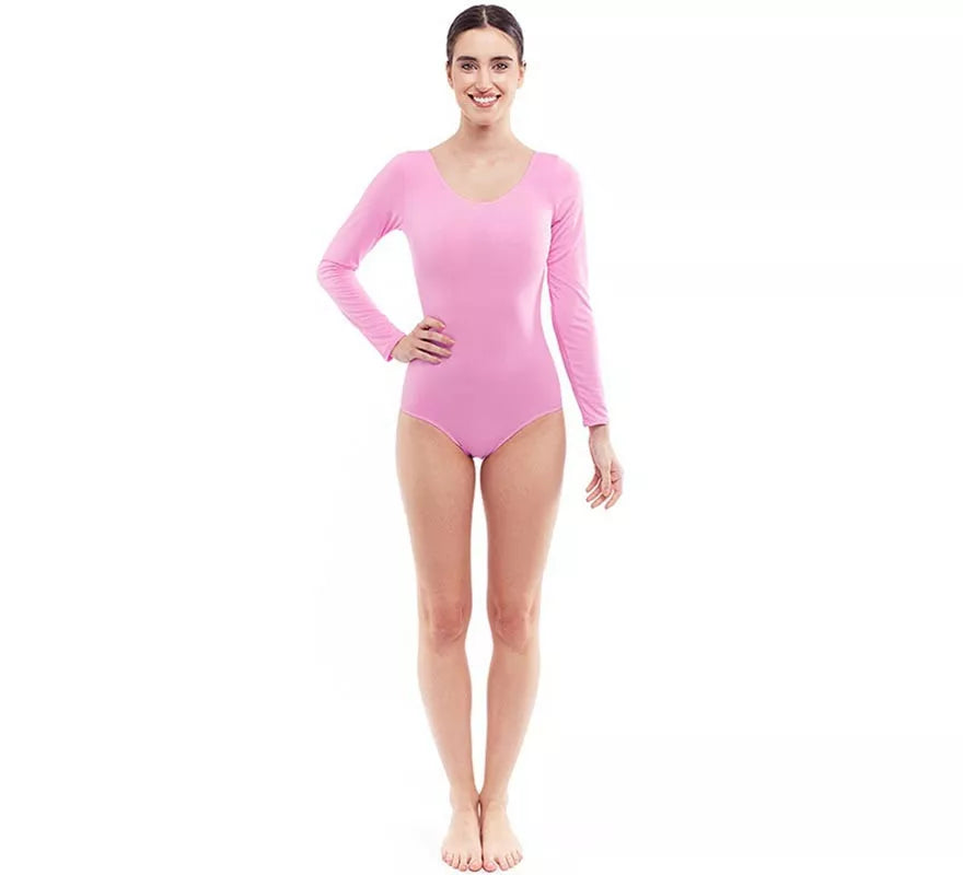 Translation missing: es.Body o Maillot rosa suave manga larga para mujer