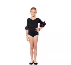Body o body Sevillana con Lunar Ruffle nero e rosso per ragazza