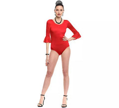 Body o body Sevillana in lycra con volant rosso da donna