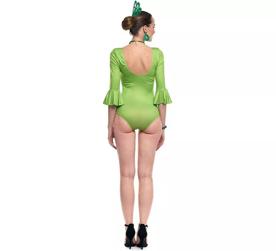 Translation missing: it.Body o maillot Sevillana Licra con Volante verde para mujer