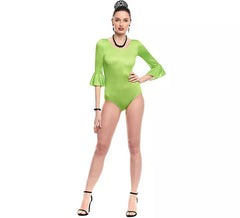 Body o body Sevillana in lycra con volant verde da donna