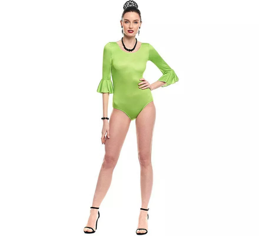 Translation missing: it.Body o maillot Sevillana Licra con Volante verde para mujer