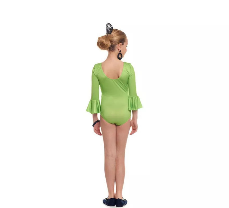 Translation missing: it.Body o maillot Sevillana Licra con Volante verde para niña